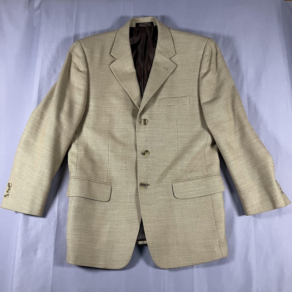 Henry Grethel Blazer Mens 38S Beige Brown Wool‎ Sport Coat 3 Button Jacket